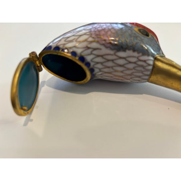 Vintage Cloisonne Trinket Box Bird Head Duck - Picture 7 of 7